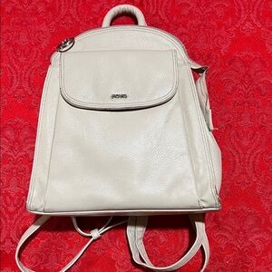 Picard Off White Leather Backpack Purse Convertible Crossbody Flap Bag
